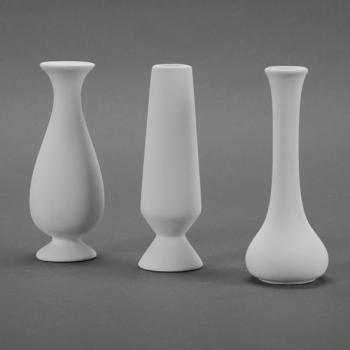 Bisque 3 Assorted Bud Vases each 2.5 x 2.5 x 6.3Inch