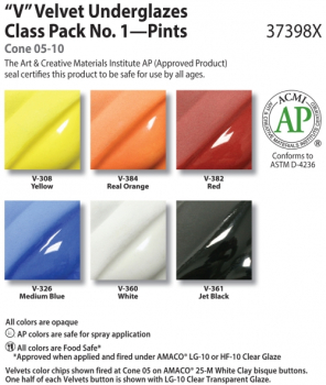 Amaco Velvet Class Pack No1 - 6 Colours - 16oz each