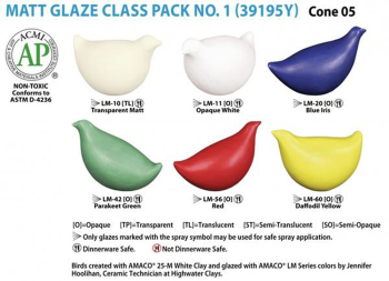 Amaco LM-Series Glaze Class Pack 1 - 6 Colours - 16oz each