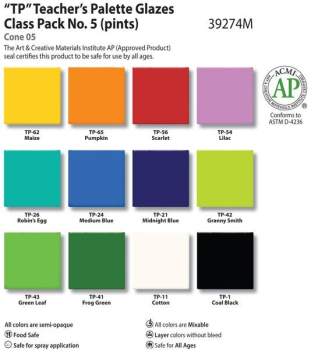Amaco Teachers Pallete Class Pack No5- 12 colour, 16oz each