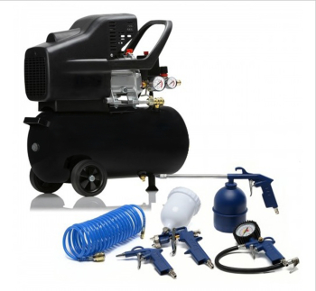 24 Litre Air Compressor & 5 Piece Spray Gun and Tool Kit