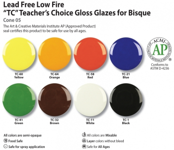 Amaco Teacher's Choice Mixable Glaze- 8 Colour Set- 8x 3.78lt